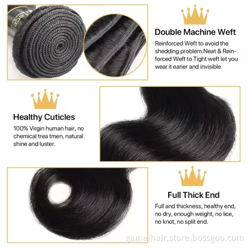Hair Extension Raw brazilian Human cuticle aligned straight hair bundles